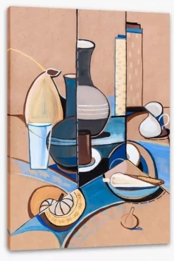 Earthenware Blues -Art Mural Shop 186832331 stretchedcanvas