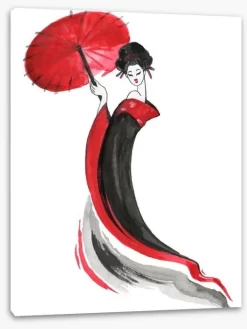 Garnet Geisha -Art Mural Shop 193919981 stretchedcanvas