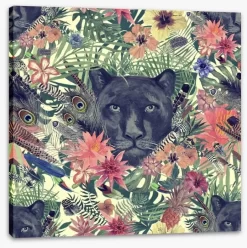 Panther In The Garden -Art Mural Shop 213053388 stretchedcanvas