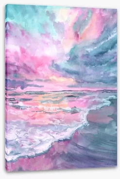 Pink Sunrise Sea -Art Mural Shop 213821463 stretchedcanvas