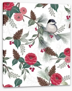 Merry Berry Robin -Art Mural Shop 251295467 stretchedcanvas