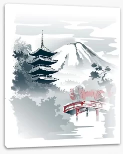 Bridge To The Pagoda -Art Mural Shop 316932873 stretchedcanvas