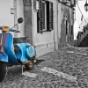 Moped In Cobblestone Alley, Italy