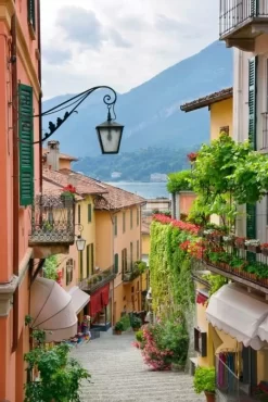 Village Street In Lake Como, Italy