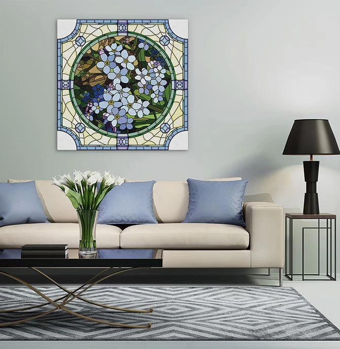 Blue Forget-me-not Art Nouveau 3 Blue Forget-me-not Art Nouveau - Image 3