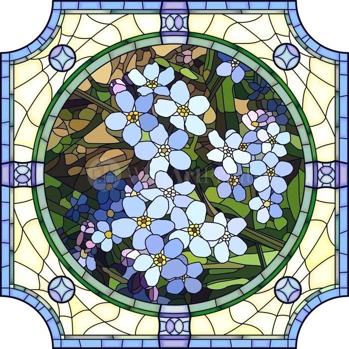 Blue Forget-me-not Art Nouveau 1 Blue Forget-me-not Art Nouveau
