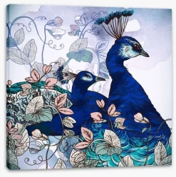 Peacock Pair -Art Mural Shop 61592327 stretchedcanvas