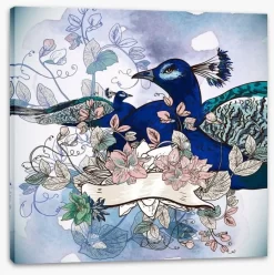 Peacock Blooms -Art Mural Shop 61593184 stretchedcanvas