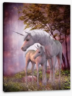 Unicorn Foal And Mum -Art Mural Shop 64870422 stretchedcanvas
