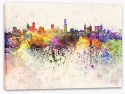 Melbourne Skyline Watercolour -Art Mural Shop 66858868 StretchedCanvas