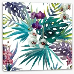 Orchid Hibiscus Leaves -Art Mural Shop 74294366 stretchedcanvas
