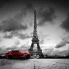 The Eiffel Tower And Red Car