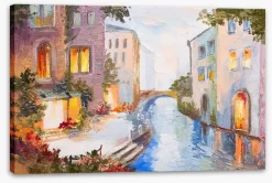 Evening On The Venice Canal -Art Mural Shop 79670018 stretchedcanvas