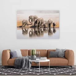 The Elephant Waterhole -Art Mural Shop wall art prints 139939761 lifestyle min