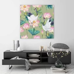 Cranes And Lotus -Art Mural Shop wall art prints 176260305 lifestyle min