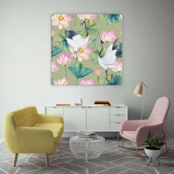 Cranes And Lotus -Art Mural Shop wall art prints 176260305 lifestyle min 3